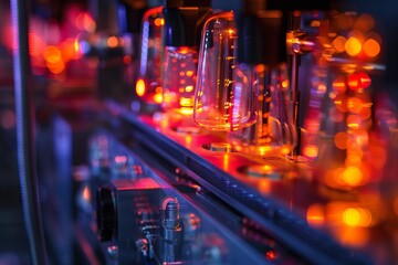 Obraz premium A quantum computer glowing in a temperaturecontrolled room, its processors chilled to nearzero temperatures