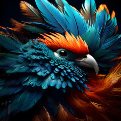 colorful fluffy bird feathers, ai-generatet