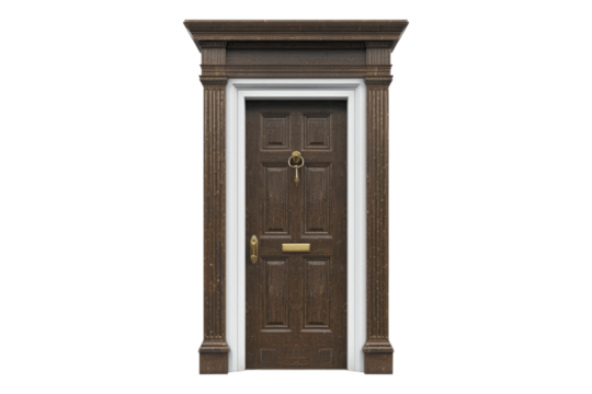 Paneled door isolated on transparent background