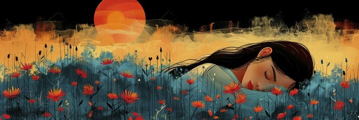 Explore serene design elements in modern vector art, fostering tranquility and promoting overall well-being.