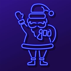 santa neon sign, modern glowing banner design, colorful modern design trend on black background. Vector illustration.