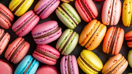 Close up of colorful macaroons