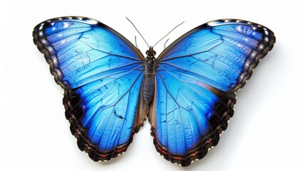 Vibrant blue butterfly: stunning isolated insect illustration on white - nature's beauty captured...