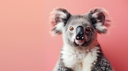 Fototapeta premium Koala Portrait in Pop Art Style on Pink Background