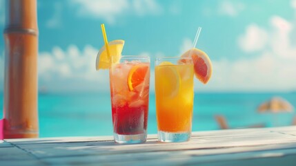Refreshing summer drinks by the beach.