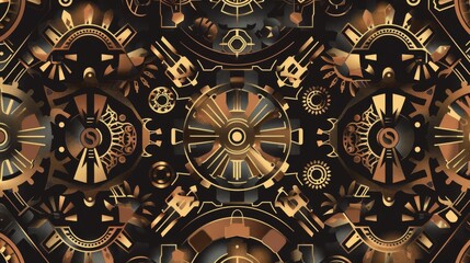 Intricate Steampunk Gears and Cogs Pattern Background