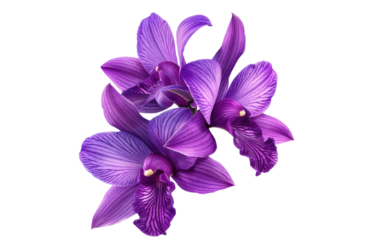 Tropical beautiful purple orchid flower isolated on transparent background