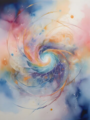 Constellation Mandala Watercolor Illustration Colorful Art