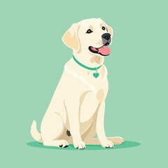 Vector illustration of a cute cartoon white labrador retriever sitting