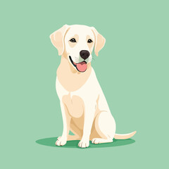 Vector illustration of a cute cartoon white labrador retriever sitting