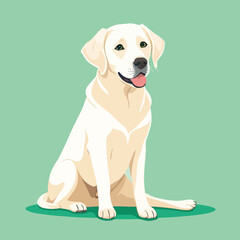 Vector illustration of a cute cartoon white labrador retriever sitting
