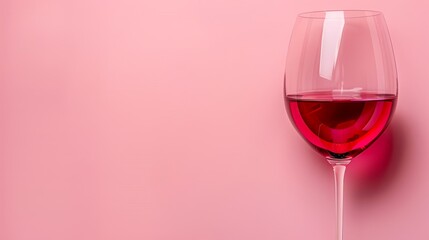   A wine glass, filled with clear liquid, against a pink backdrop A thin, white stripe runs down the center of the glass