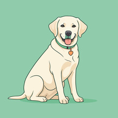 Vector illustration of a cute cartoon white labrador retriever sitting