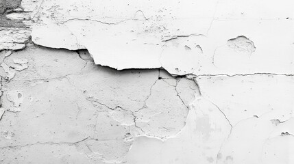   A monochrome image of a wall crack with peeling paint