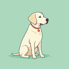 Vector illustration of a cute cartoon white labrador retriever sitting