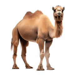 Standing camel isolated on white, cut out transparent