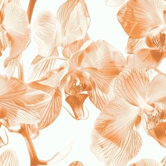 Elegant Seamless Pattern of White Orchids on Pastel Background