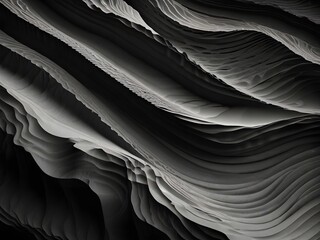 Monochrome Topo,graphy Abstract Layers of Grayscale Waves,generative AI