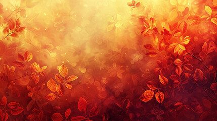 Warm abstract background with autumnal floral motifs in shades of orange and red.