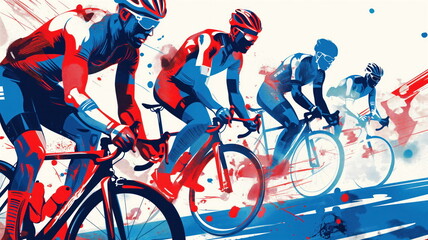 Fototapeta premium Intense Cycling Race at Summer Olympics, Artistic Illustration