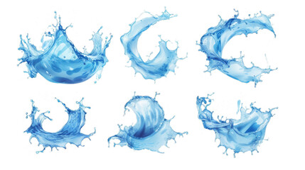 Naklejka premium Set of blue water swirl splash isolated on transparent background