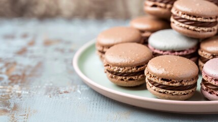 Delectable Assortment of Homemade Macarons on Rustic Table