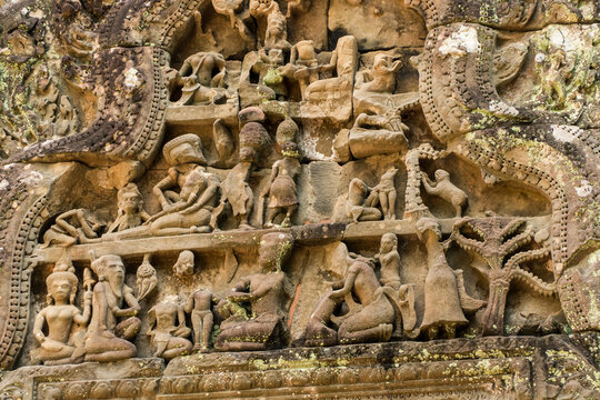 Relief in Chau Say Tevoda, Angkor, Cambodia