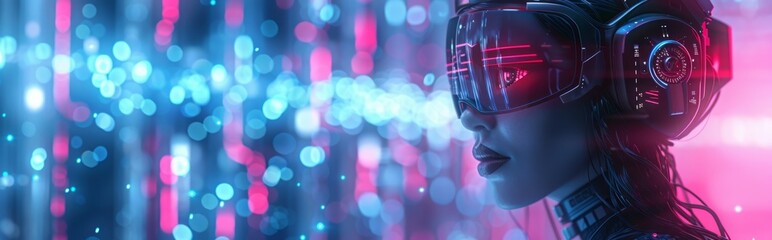 Close-up portrait of a futuristic woman