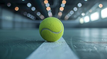 Tennis balls on a tennis court. Selective focus.