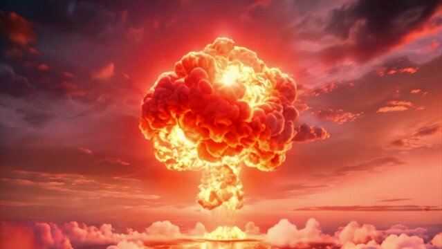 Generative ai on theme of scary nuclear explosion in outdoor, mushroom cloud of nuclear weapons