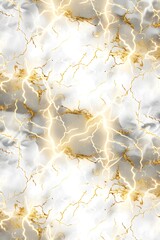 antasy lightning and thunder pattern seamless graphic design, white background and gold	