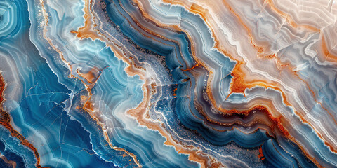 Detailed close-up of a blue and orange marble showcasing its unique texture and vibrant colors.