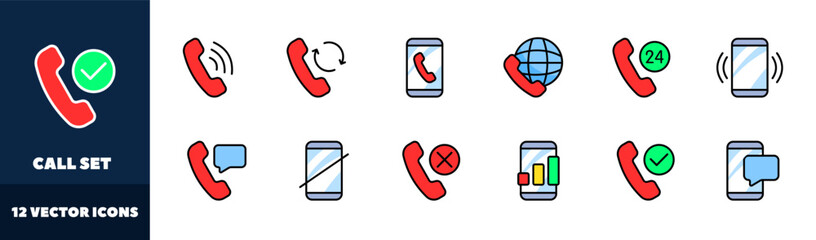 Call icons set. Phone icons. Flat style. Vector icons