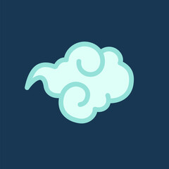 cartoon blue cloud vector element for pattern or decoration in oriental style (japanese or chinese) 