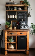 Home decoration mini coffee station for home with a chalkboard
