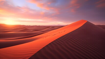 Fototapeta na wymiar Desert dunes at sunset. Panoramic view. 3d render