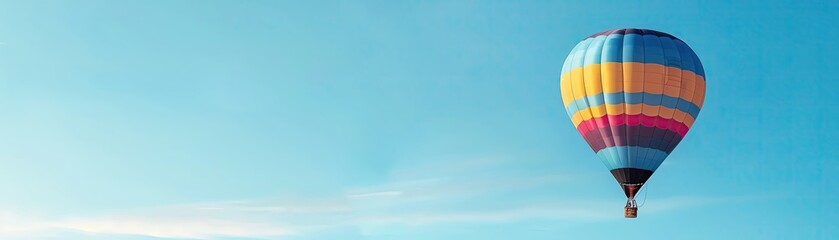 Naklejka premium Drifting Hot Air Balloon, Professional studio photography, hyperrealistic, minimalism, negative space, high detailed, sharp focus, hot air balloon drifting gently through the sky