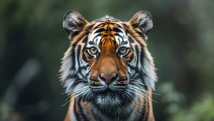 Tigers closeup portrait showcases powerful gaze and majestic presence of endangered big cat. Concept Wildlife Photography, Endangered Species, Animal Conservation, Majestic Creatures