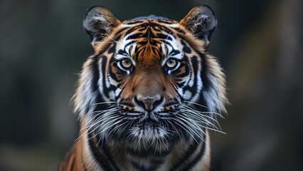 The Powerful Gaze and Majestic Presence of an Endangered Big Cat: A Closeup Portrait of a Tiger. Concept Wildlife Photography, Tiger Portrait, Big Cats, Endangered Species, Animal Conservation
