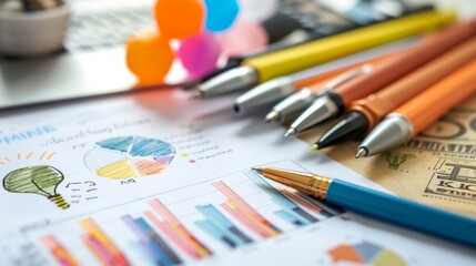 A colorful array of pencils laying on top of a blank sheet of paper, ready to unleash creativity and inspire new ideas. Generative AI