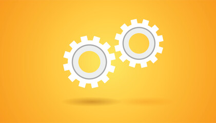 two gear sign with shadow on background
