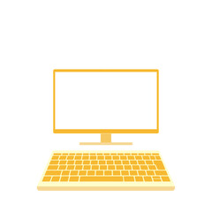 白色画面のキーボード別のモニター（16:9・正面・オレンジ・1台）