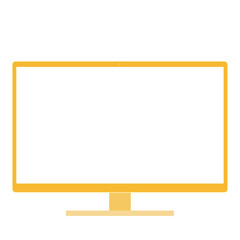 白色画面のモニター（16:9・正面・オレンジ・1台）