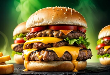 jumbo cheeseburgers with thick-cut chicken, and beef dramatic bounce melted American cheese, national burger day