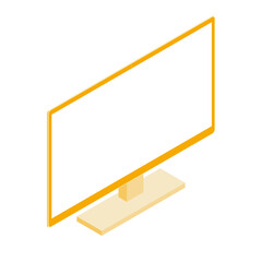 白色画面のモニター（16:9・アイソメ・右向き・オレンジ・1台）