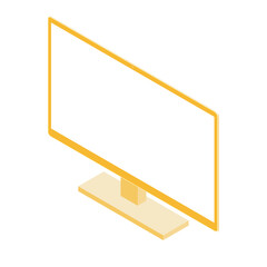 白色画面のモニター（16:9・アイソメ・左向き・オレンジ・1台）