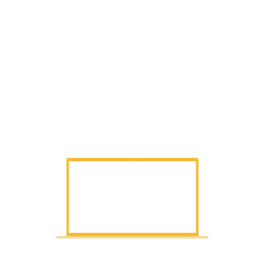 白色画面のノートパソコン（16:9・正面・オレンジ・1台）