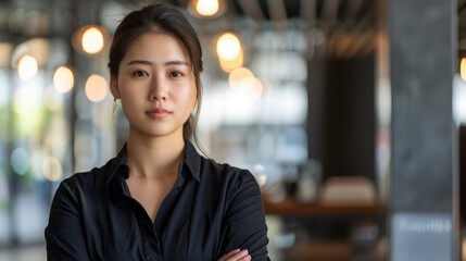 Naklejka premium A Smart Casual Asian Female Startup Entrepreneur, Small Business Owner, Or Businesswoman, Background HD For Designer 