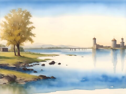Mingachevir Azerbaijan Country Landscape Illustration Art