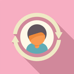 Change worker person icon flat vector. Profile job. Staff transfer
